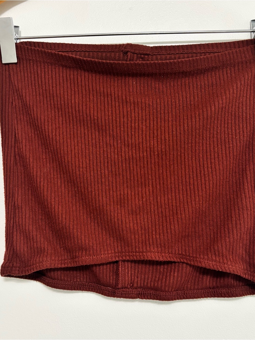 American Eagle Button-Front Ribbed Tube Top Deep Rust Size Small - Picture 2 of 4